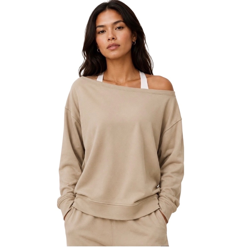 Lululemon BeCalm Oversized Boatneck Long-Sleeve Off Shoulder Sweatshirt Size M/L